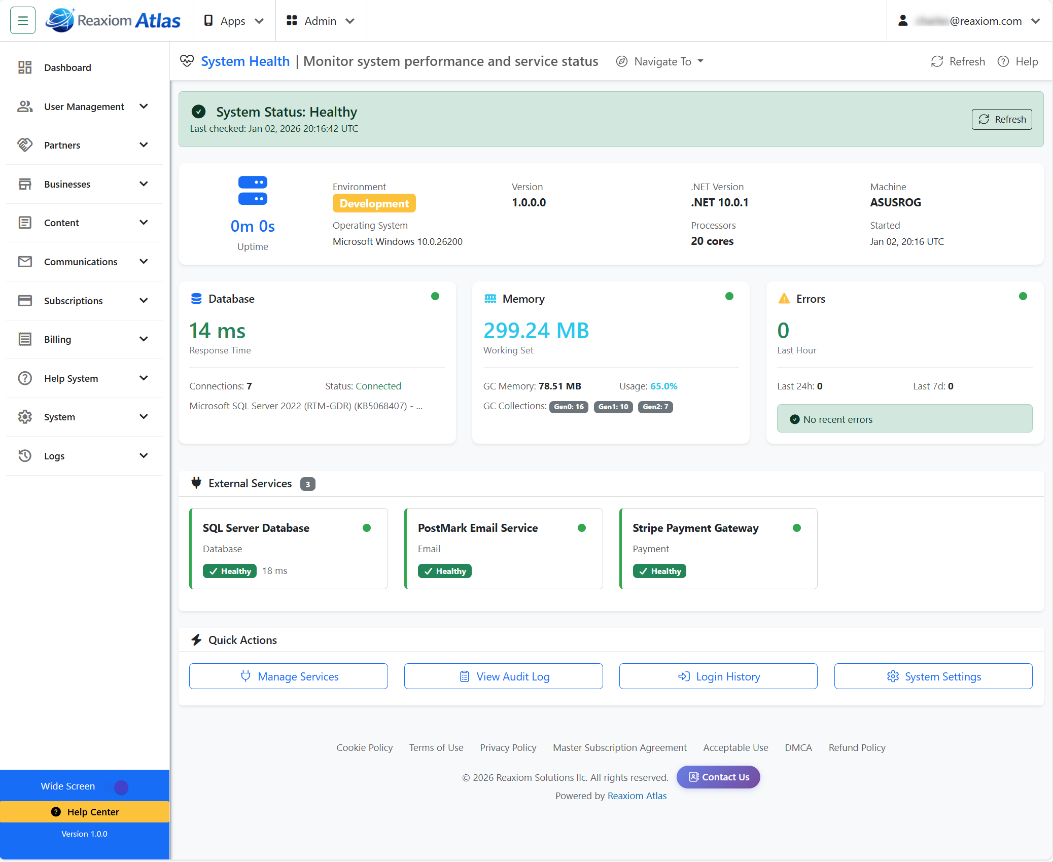Atlas System Health Dashboard